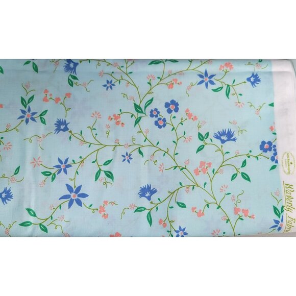 Waverly Fabric Cotton Sky Blue Floral 46W x 112L AMANDA Schumacher Bucks County - Picture 2 of 7